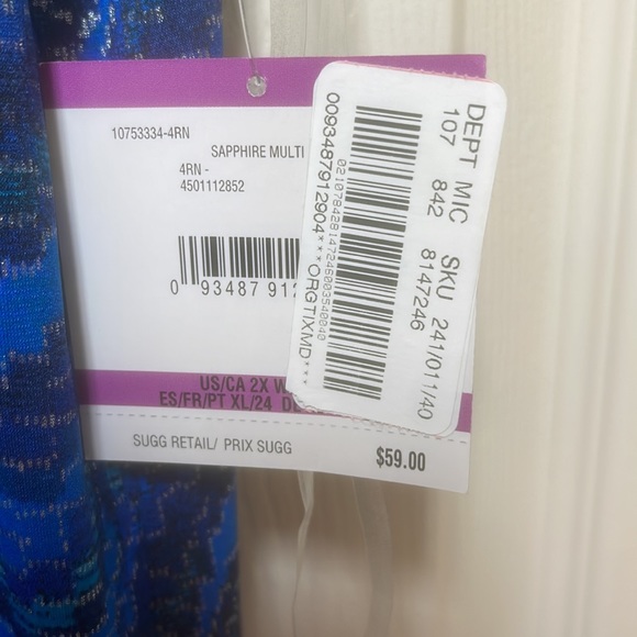 Kasper Woman Sapphire Blue shell, NWT, 2X - Picture 2 of 4